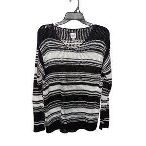 Emanuel Ungaro Liberte Open‎ Knit Striped Popover Sweater Size M Designer